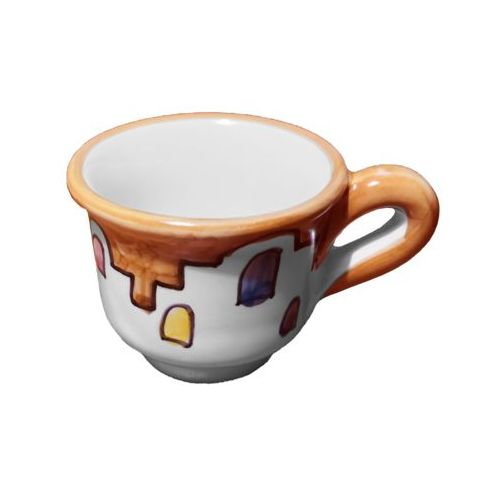 Coffee cup with saucer. Little Houses Line. Vietri ceramic. Hand-painted.
