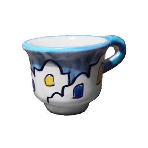 Coffee cup with saucer. Little Houses Line. Vietri ceramic. Hand-painted.