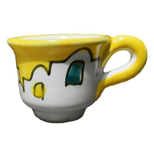 Kaffeetasse mit Untertasse. Häuser-Linie. Vietri-Keramik. Handbemalt.