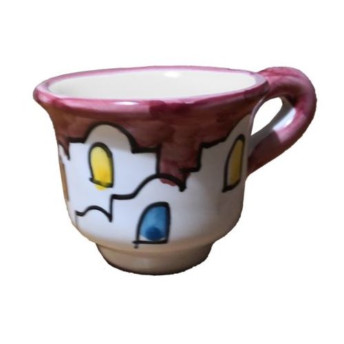 Coffee cup with saucer. Little Houses Line. Vietri ceramic. Hand-painted.