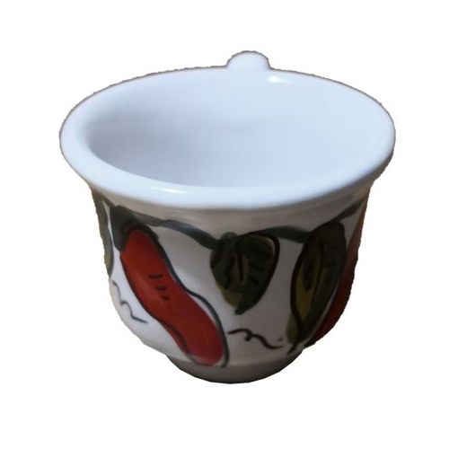 Kaffeetasse mit Untertasse. Chili-Linie. Vietri-Keramik. Handbemalt.
