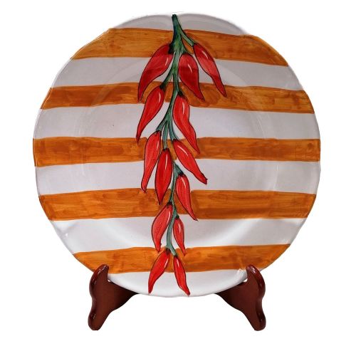 Piatto. Linea righe.  Decoro Peperoncino. Ceramica di... 2