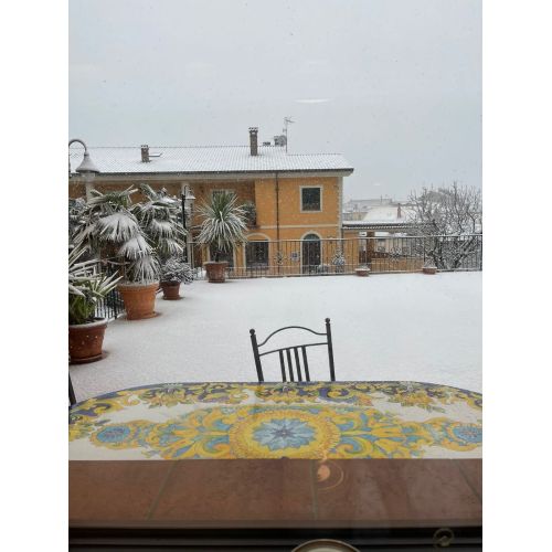 Table. Ceramic-coated lava stone table. Hand-painted Lauria. Vietri ceramic.