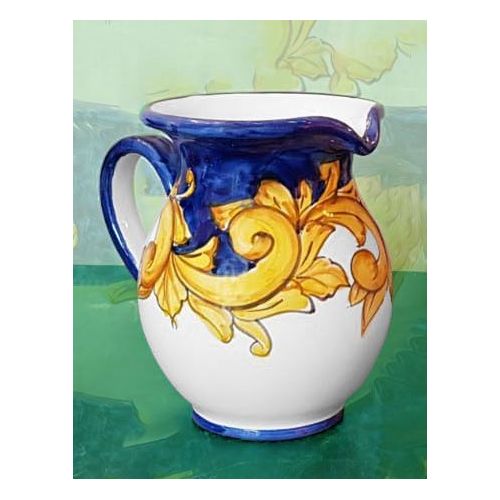 Bulbous Pitcher. Baroque Line. Vietri ceramics. Hand-painted.