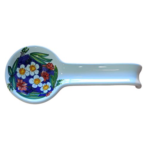 Spoon Rest Flower Line ladle rest. Hand painted Vietri ceramic