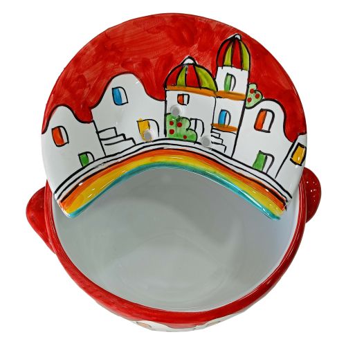Sponzapane Porta Mozzarella linea Casette e Limoni. Ceramica di Vietri dipinta a mano