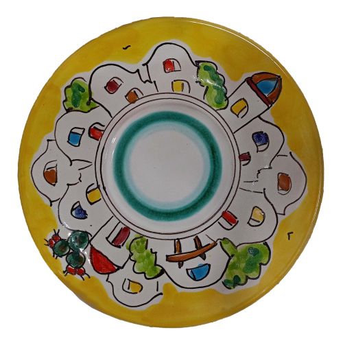 Taza. Ideal para leche, capuchino o té. Línea Casitas. Cerámica de Vietri. Pintada a mano.