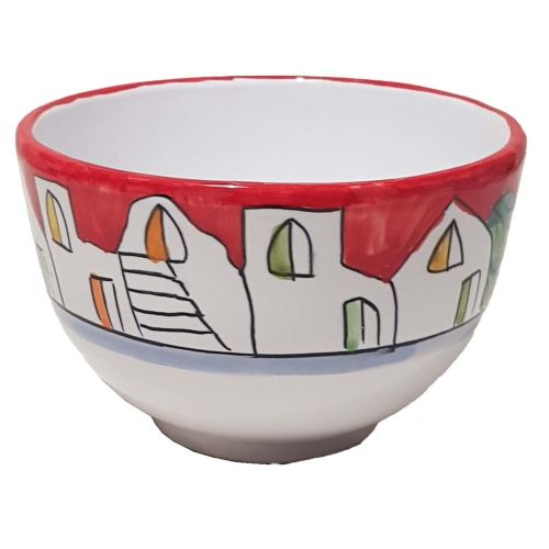 Taza. Ideal para leche, cappuccino o té. Línea Casitas y Limones. Cerámica de Vietri. Pintada a mano.
