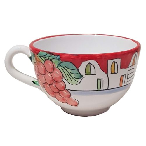 Cup. Perfect for milk, cappuccino, or tea. Houses & Lemons Line. Vietri Ceramics. Hand-painted.