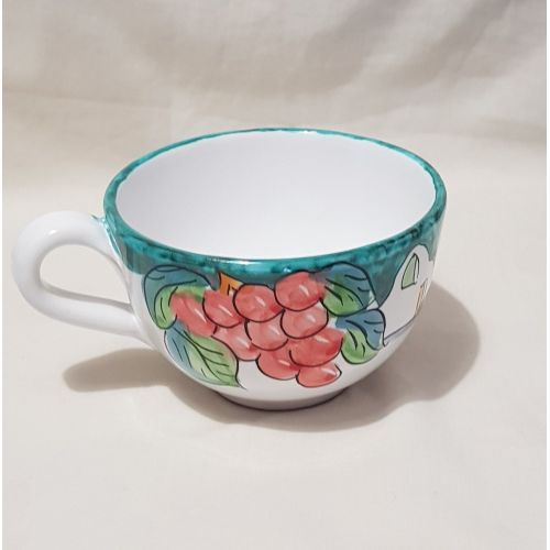 Tazza. Ideale per latte, cappuccino o tè. Linea Casette e Limoni. Ceramica di Vietri. Dipinta a mano.