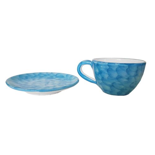 Cup. Perfect for milk, cappuccino, or tea. Brushstroke line. Vietri ceramic. Hand-painted.