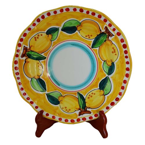 Plate. Dishes, lemons Line all around. Vietri ceramic.... 2