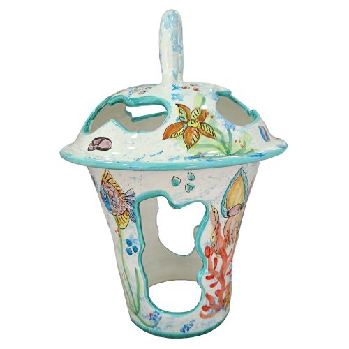 Outdoor lantern. Sea line. Vietri ceramics. Hand painted