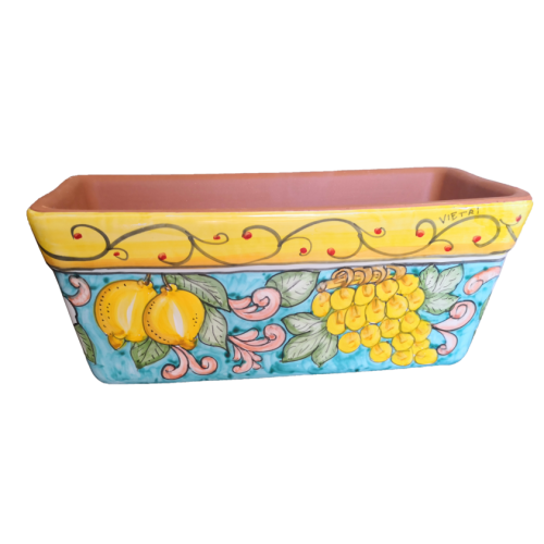 Rectangular Planter. Green Ramina Base with Lemons and... 2