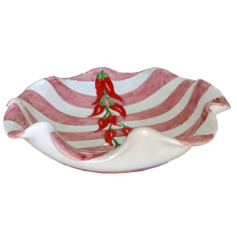 Bowl Scalloped salad bowl. Stripes and Chilli...
