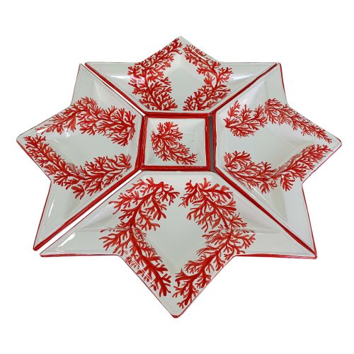 Antipastiera. Cena Fredda. 5 pezzi. Linea Marini. Corallo. Ceramica di Vietri. Dipinta a mano
