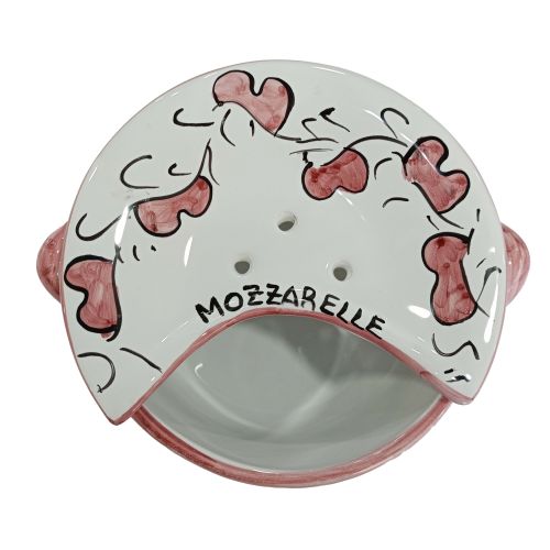 Mozzarella Cheese Pot flowers line - handpainted Vietri ceramic