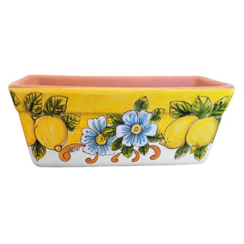 Jardinera rectangular. Fondo amarillo con flores y... 2