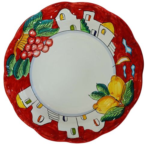 Coppa smerlata insalatiera Linea Casette e Limoni Ceramica di Vietri dipinta a mano