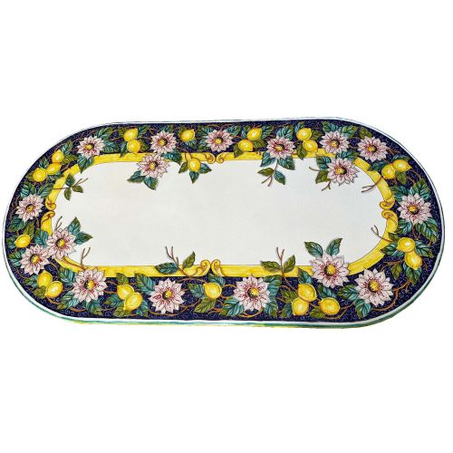 Table. Ceramicized lava stone table. Maiori design. Hand-painted. Vietri ceramic.