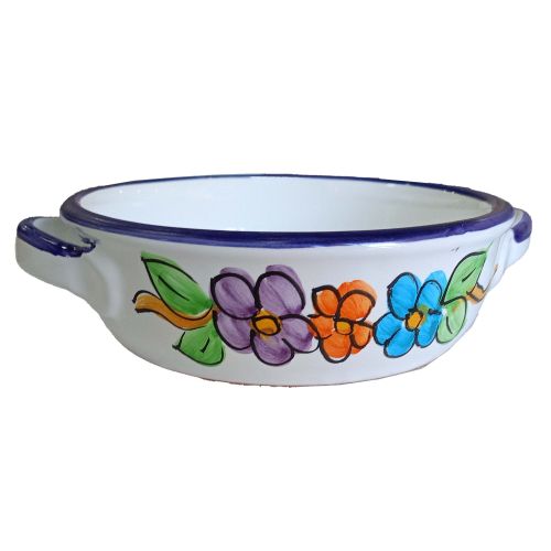 Oven terrine. Flower line. Hand painted Vietri ceramics