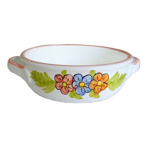 Terrine backen. Blumenlinie. Handbemalte Vietri-Keramik