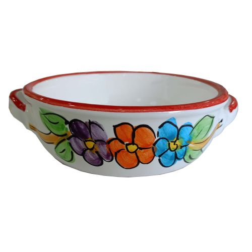 Oven terrine. Flower line. Hand painted Vietri ceramics