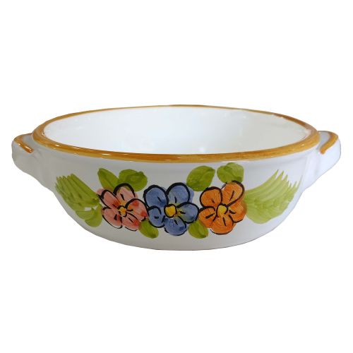 Terrine backen. Blumenlinie. Handbemalte Vietri-Keramik