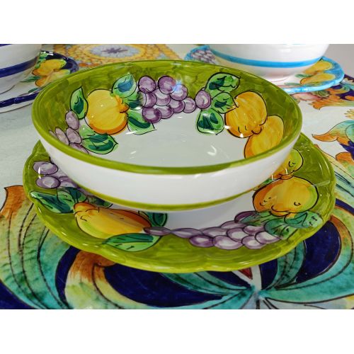 Set Piatti. Linea Limoni e Frutta. Ceramica vietrese. Dipinto a Mano