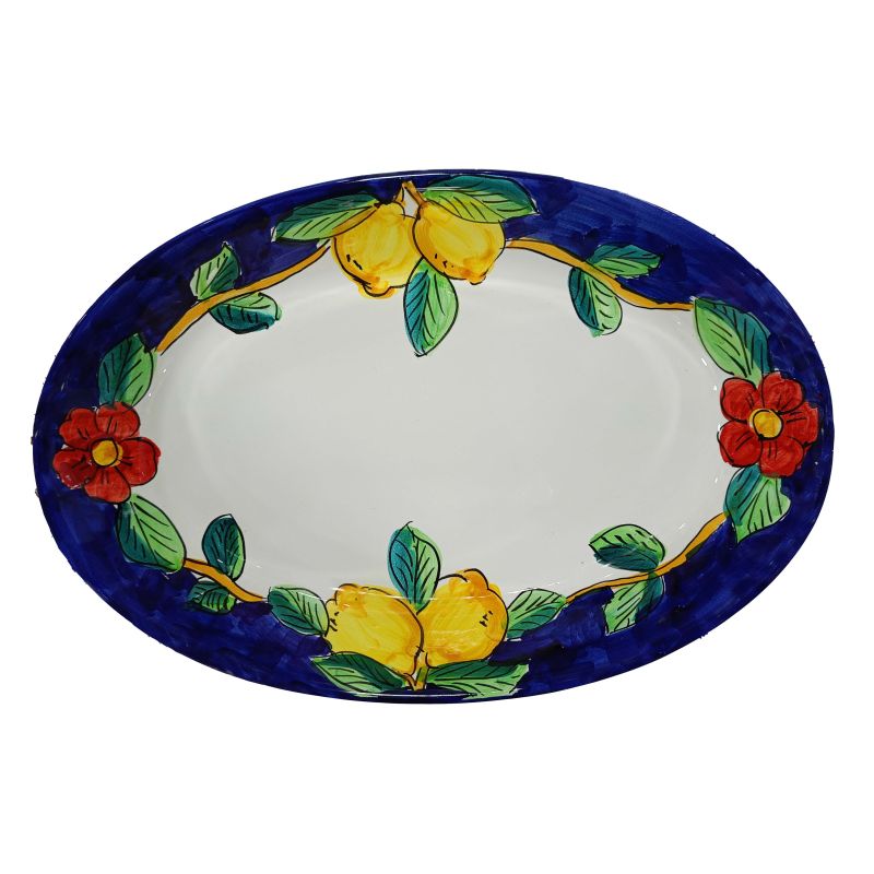 Oval bowl platter. Serving dish. Lemon line....