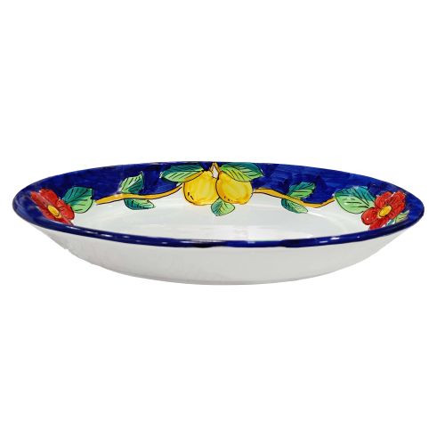 Oval bowl platter. Serving dish. Lemon line. Vietri ceramics. Hand-painted.