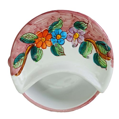 Mozzarella Cheese Pot flowers line - handpainted Vietri ceramic