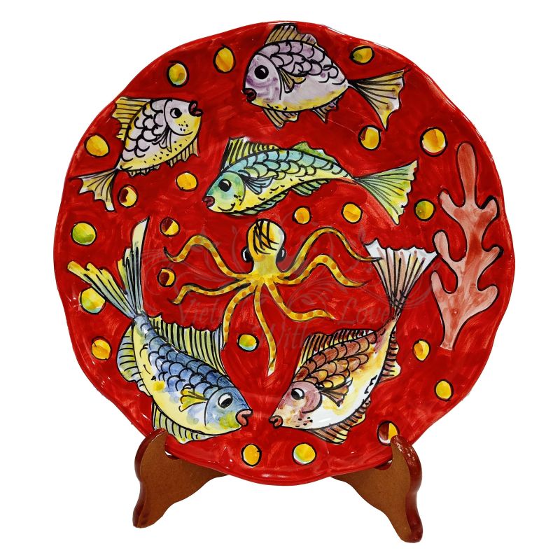 Dish, plate Sea line. Garfish Vietri Ceramics...