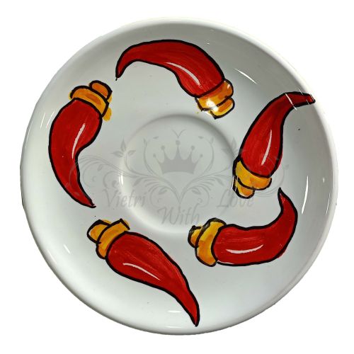 Tazzina con piattino. Linea Fortuna. Ceramica di Vietri. Dipinta a mano.
