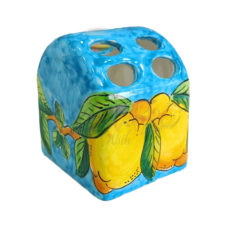 Toothbrush Holder. Lemon Line. Vietri Ceramic....