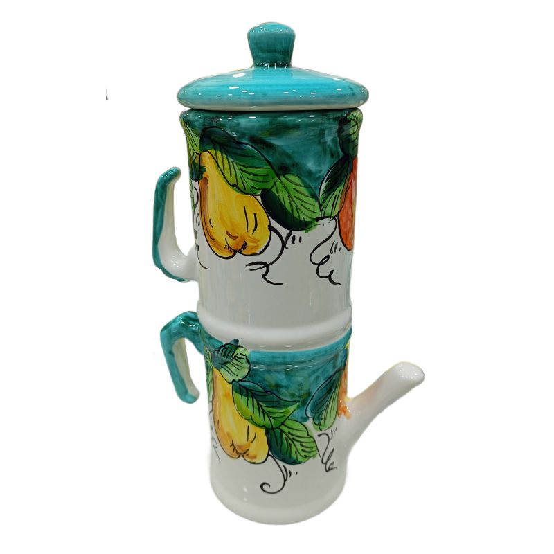 Coffee cup holder moka pot. Fruit and Lemons...