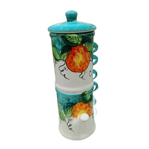 Cafetera porta tazas. Línea Fruta y Limones. Cerámica de Vietri. Pintada a mano.