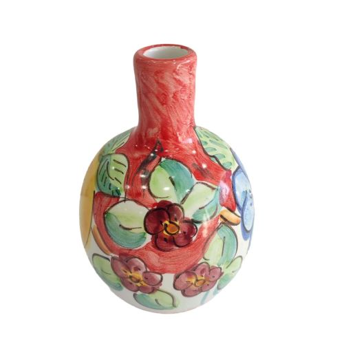 Drop-Shaped Oil and Vinegar Bottle. Lemons and Flowers Collection. Hand-Painted Vietri Ceramics.