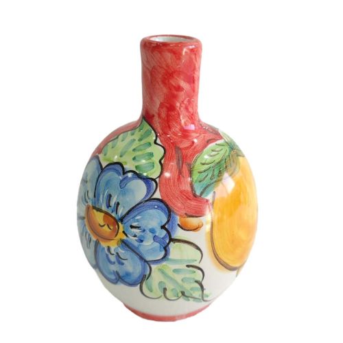 Drop-Shaped Oil and Vinegar Bottle. Lemons and Flowers Collection. Hand-Painted Vietri Ceramics.