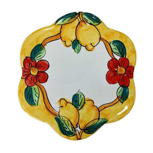 Repose-casseroles ligne citron et fleurs. En céramique...