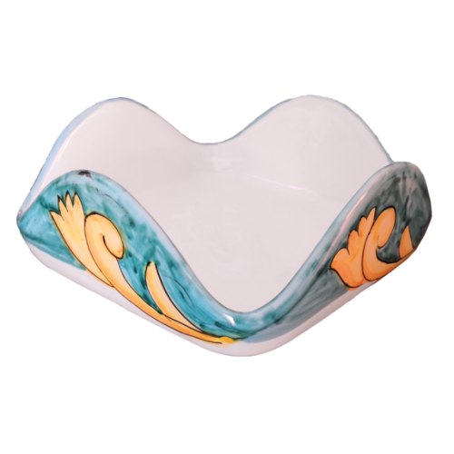 Porta tovaglioli linea Doppio Decoro. Ceramica Di Vietri dipinta a mano.