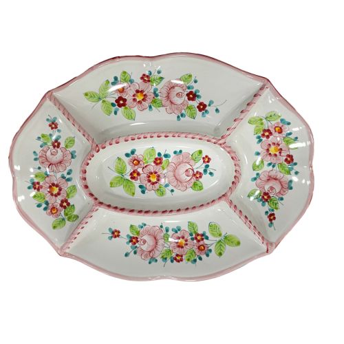 Appetizer Platter. Cold Dinner. 5 Compartments. Flower...