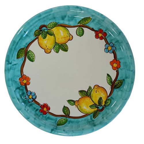 Restaurant Line – Pizza Plate. Lemons and Flowers Line. Vietri Ceramics. Hand-Painted.