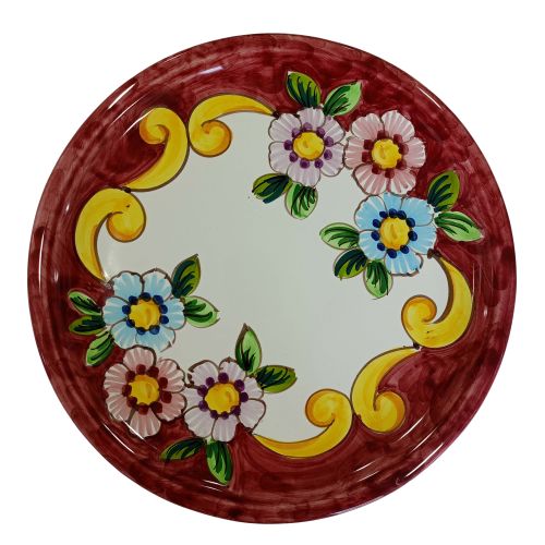 Ligne Restaurants – Assiette à pizza. Ligne Baroque et Fleurs. Céramique de Vietri. Peinte à la main.