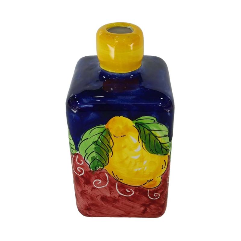 Oil and vinegar bottle. Square. Lemons line....