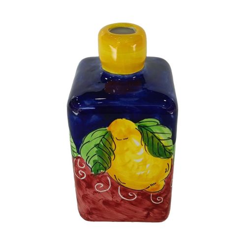 Öl- und Essigflasche. Quadratisch. Limoni-Linie. Vietri-Keramik. Handbemalt.