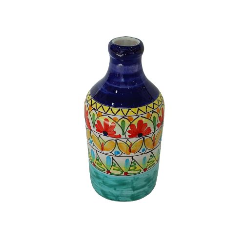Öl- und Essigflasche. Linie Blumen. Vietri-Keramik. Handbemalt.
