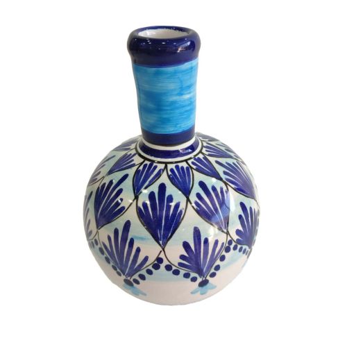 Aceitera y vinagrera en forma de gota. Línea geométrica. Cerámica de Vietri. Pintada a mano.