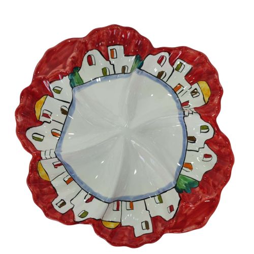 Appetizer Platter. Cold Dinner. 6 Compartments. Shell Shape. House Line. Vietri Ceramic. Hand-Painted.