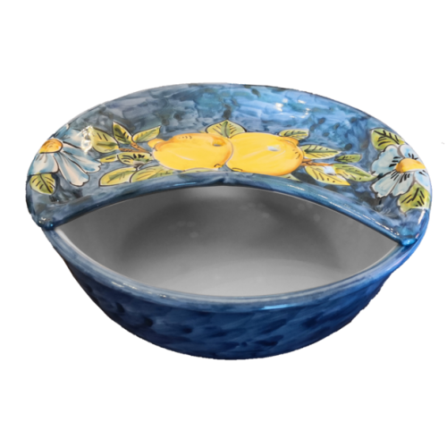 Mozzarella Cheese Pot blue border and lemons line -...